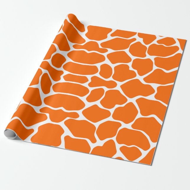 Papel De Presente Tangerine Safari Giraffe (Desenrolado)
