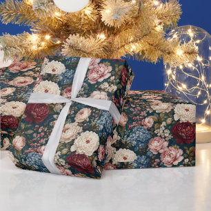 Papel De Presente Tapeçaria Floral Contemporânea em Camadas