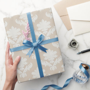 Papel De Presente Tapeçaria Francesa Bege Branco
