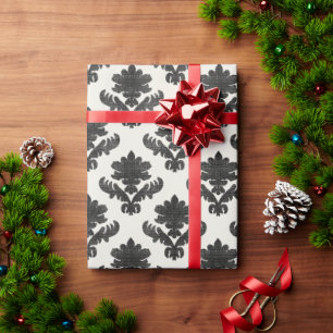 Papel De Presente Tapeçaria Francesa Preto e Branco