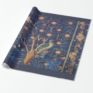 Papel De Presente Tapeçaria Pica-Pau de William Morris Design Azul