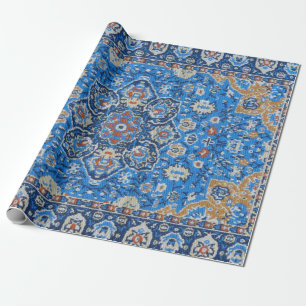 Papel De Presente Tapete Persa Turco Azul Antigo