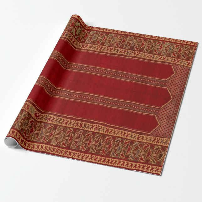 Papel De Presente Tapete Persa Turco Oriental Vermelho (Desenrolado)