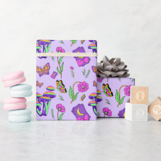 Papel De Presente Tarô de Cogumelo Vibrante Psicodélico Esotérico