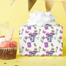 Papel De Presente Tarô de Cogumelo Vibrante Psicodélico Esotérico