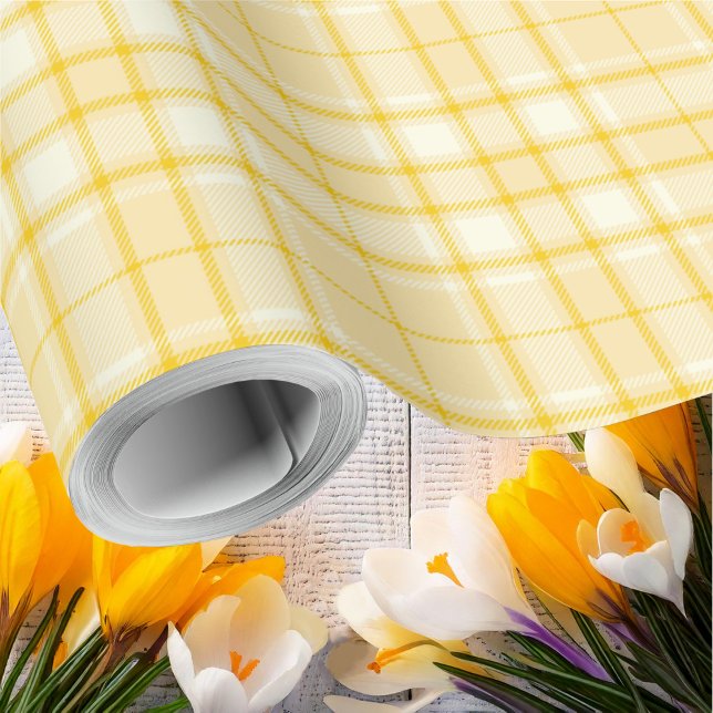 Papel De Presente Tartan - Amarelo médio a amarelo escuro (Tartan - Medium Yellow to Dark Yellow Wrapping Paper by Leapfroglisics Shop)