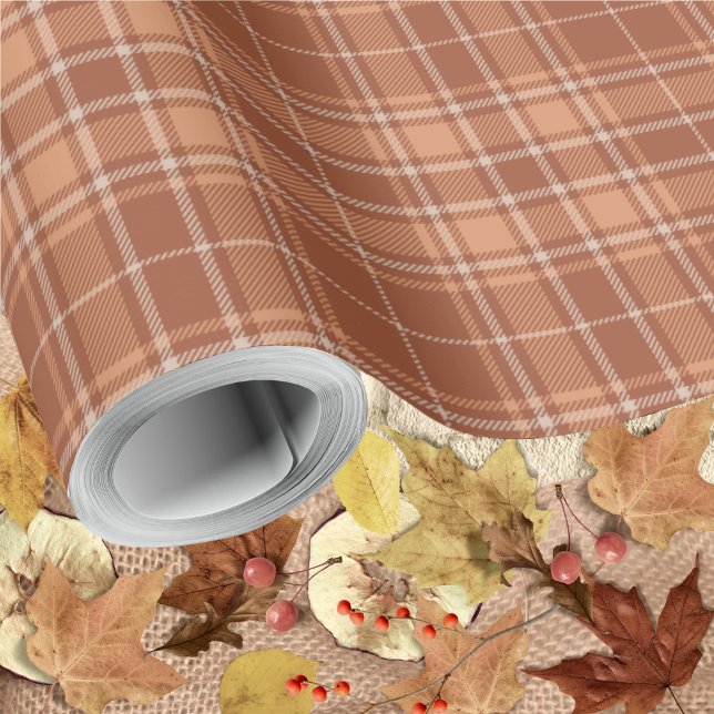 Papel De Presente Tartan - Burnt Sienna-Terracotta-Milky Brown (Burnt Sienna-Terracotta-Milky Brown- Wrapping Paper Roll by Leapfroglisics Shop)