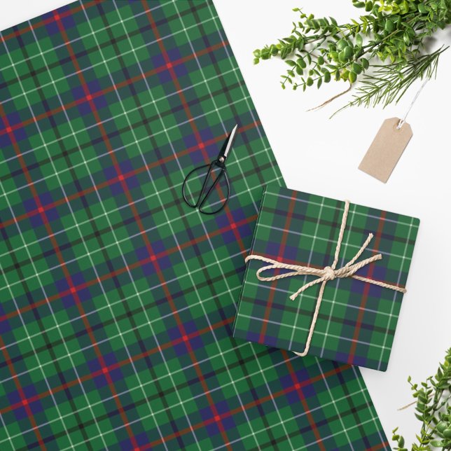 Papel De Presente Tartan Clan Duncan Xadrez Green Blue Check (Criador carregado)