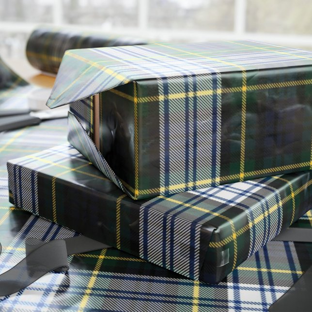 Papel De Presente Tartan Clan Gordon White Green Purple Check (Plaid Clan Gordon Tartan Wrapping Paper)
