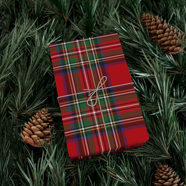 Papel De Presente Tartan Clan Stewart Plaid Black Red Check Pattern (Stewart Tartan Plaid Wrapping Paper)