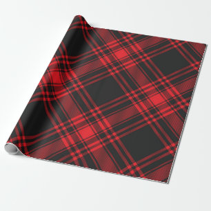 Papel De Presente Tartan Clan Stewart Xadrez Black Red Check Pattern