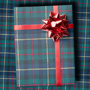 Papel De Presente Tartan clássico escocês Hunter Green e Navy Clan