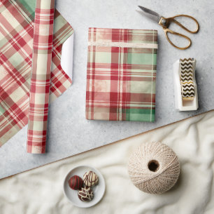 Papel De Presente Tartan de Natal com Dor de chique