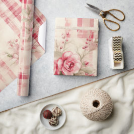 Papel De Presente Tartan de Natal com Dor de chique