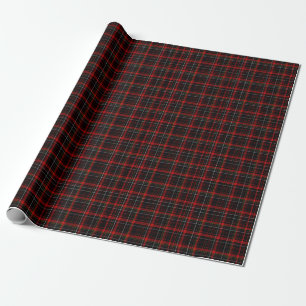 Papel De Presente Tartan de Natal Tradicional Negro e Vermelho Escur
