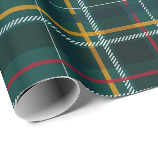 Papel De Presente Tartan de Natal verde clássico (Ponta do rolo)
