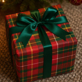 Papel De Presente Tartan de Natal Vermelho e Verde 