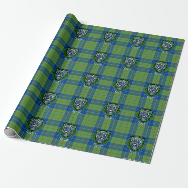 Papel De Presente Tartan e Brasão do Clã Escocês Barclay (Desenrolado)