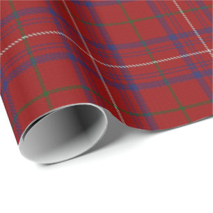 Papel De Presente Tartan escocês vermelho moderno do rosa do clã