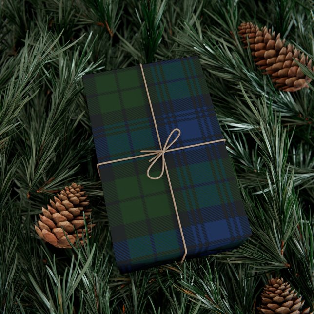 Papel De Presente Tartan Militar Russo xadrez Verde Campbell (Plaid Rustic Clan Campbell Military Tartan Wrapping Paper)