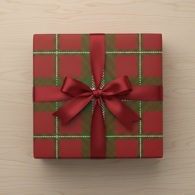 Papel De Presente Tartan Moderno Crawford (Rustic Green Buffalo Plaid Wrapping Paper)