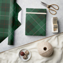 Papel De Presente Tartan Plaid de Natal Verde e Vermelho