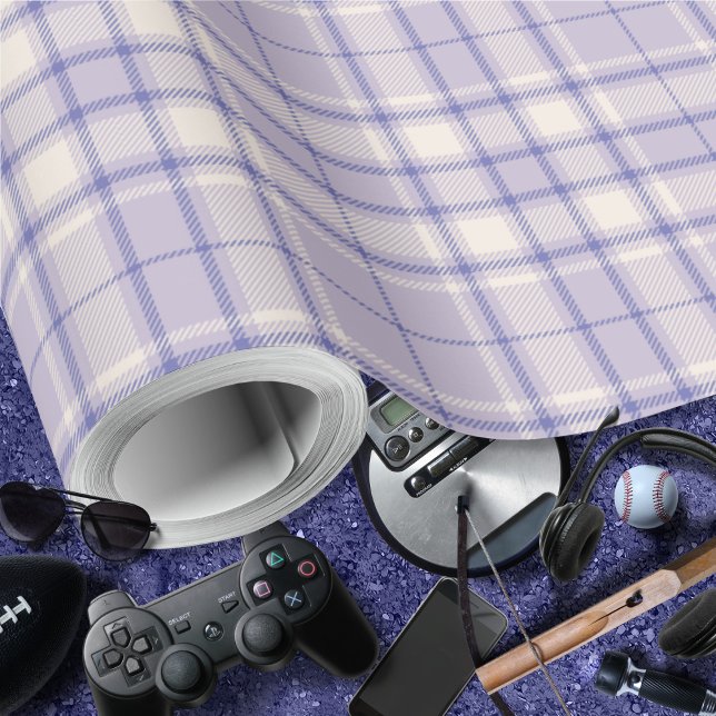 Papel De Presente Tartan - Pomve-Cement - Púrpura Escura-Branca (Tartan - Mauve-Cement White-Dark Purple Wrapping Paper by Leapfroglisics Shop)