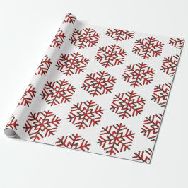 Papel De Presente Tartan Snowflakes Em Padrão Vermelho