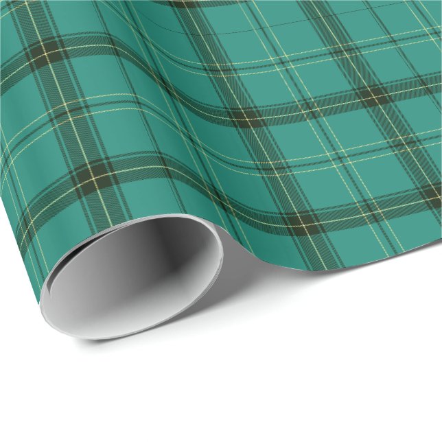 Papel De Presente Tartan Verde Escocês (Ponta do rolo)