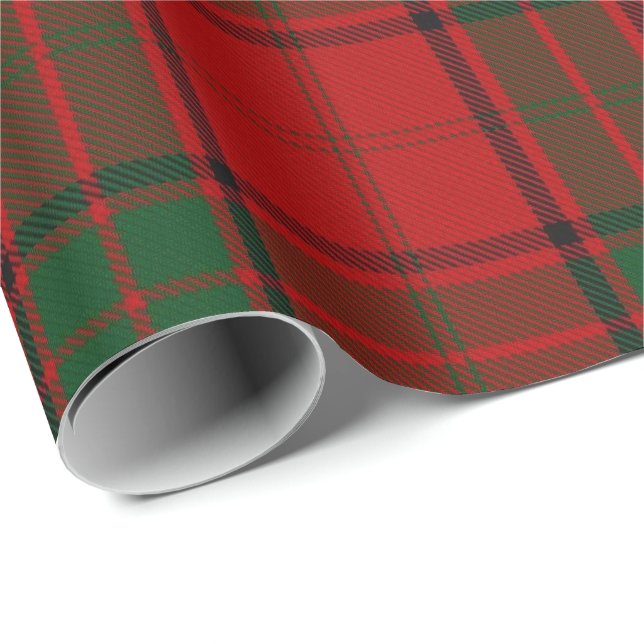 Papel De Presente Tartan verde vermelho escocês de Maxwell do clã (Ponta do rolo)
