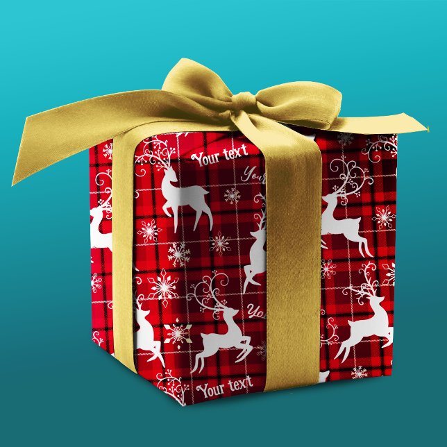 Papel De Presente Tartan vermelho de rena-branca (Criador carregado)
