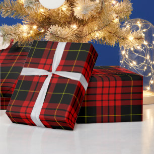 Papel De Presente Tartan Vermelho e Negro, Xadrez de Natal
