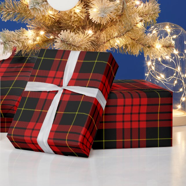 Papel De Presente Tartan Vermelho e Negro, Xadrez de Natal (Feriados)