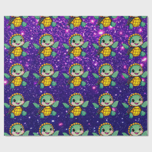 Papel De Presente Tartaruga Adorável Fofo Encantador Tema Inspirado