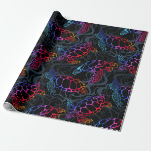 Papel De Presente Tartaruga marinha em cores multicolores psíquicas