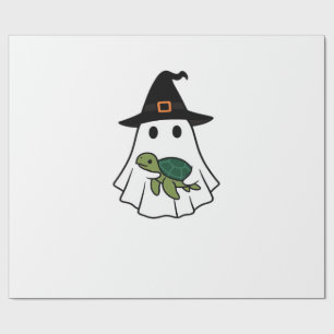 Papel De Presente Tartaruga Marinha Halloween Fantasma Bruxa Chapéu
