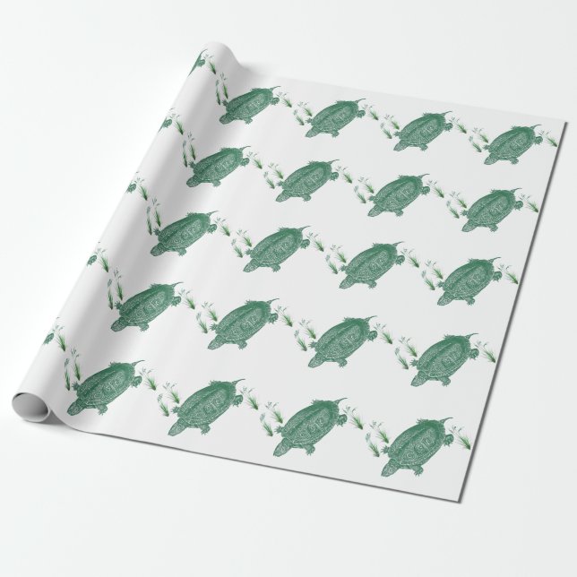 Papel De Presente Tartaruga Marinha Verde (Desenrolado)