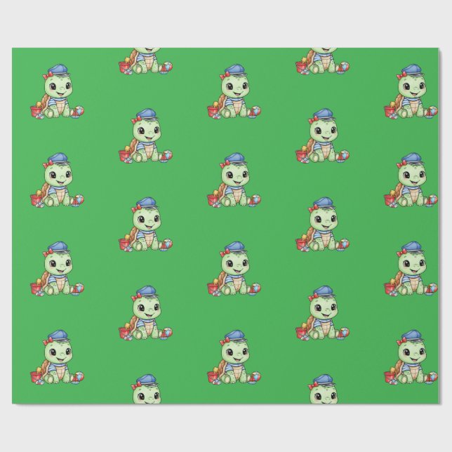Papel De Presente Tartaruga Pequena e Fofa (Aberto)