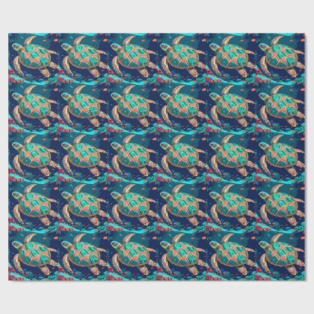 Papel De Presente Tartaruga Tribal (Aberto)