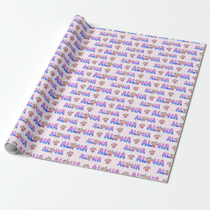 Papel De Presente Tartaruga tropical rosa-púrpura Aloha Havaiana