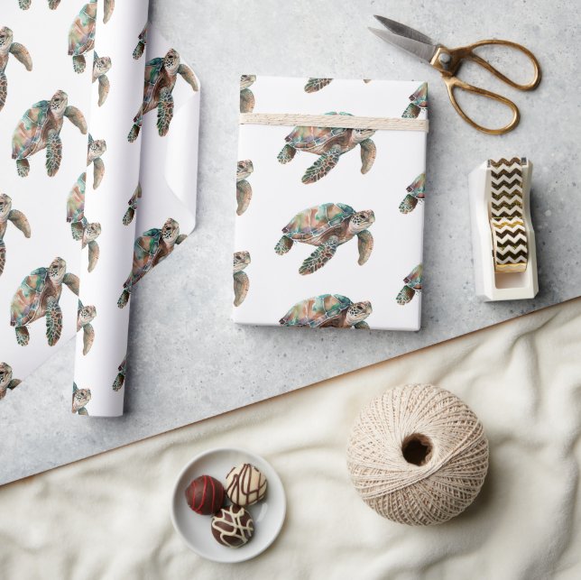 Papel De Presente Tartaruga Verde Teal (Artesanato)