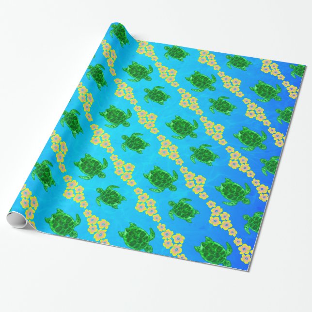 Papel De Presente Tartarugas de mar verde (Desenrolado)