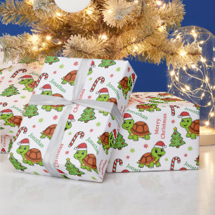 Papel De Presente Tartarugas Felizes Natal Árvore de Natal Feriados