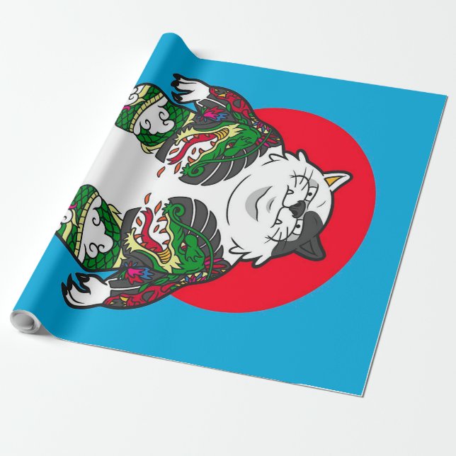 Papel De Presente Tattooed Sumo Cat  |Adorable Cat (Desenrolado)