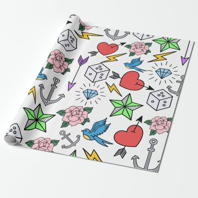 Papel De Presente Tatuagem na Escola Antiga (Desenrolado)