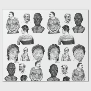 Papel De Presente Tatuagens tribais pessoas retratos de arte Ilustra