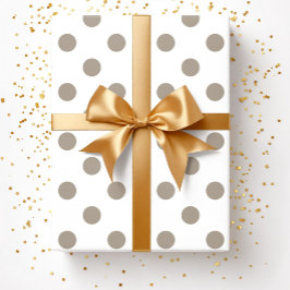 Papel De Presente Taupe Beige Brown Bolinhas Patterno