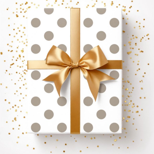 Papel De Presente Taupe Beige Brown Bolinhas Patterno (Taupe Beige Brown Polka Dots Pattern Wrapping Paper)
