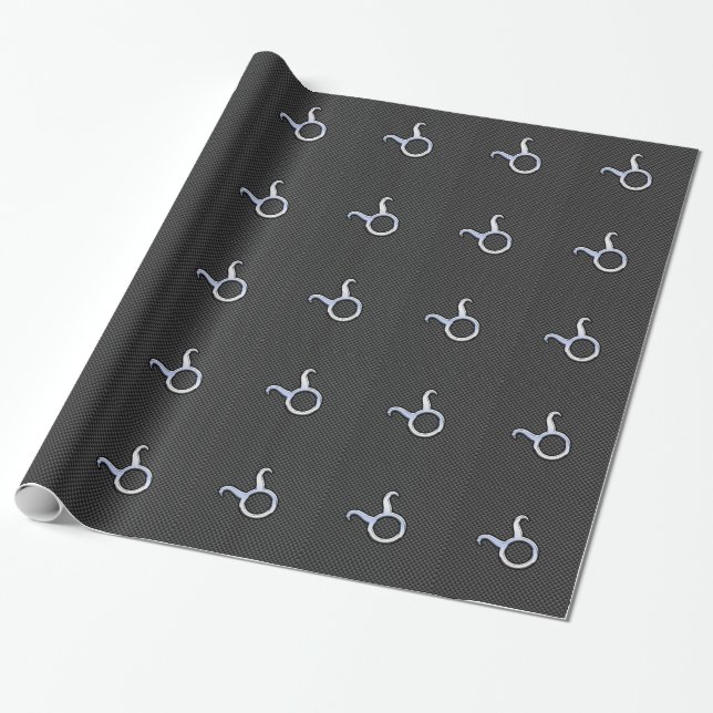 Papel De Presente Taurus Chrome Like Zodiac Sign on Carbon Fiber (Desenrolado)