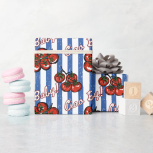 Papel De Presente Tchau bebê tomate azul Chuveiro de bebê italiano